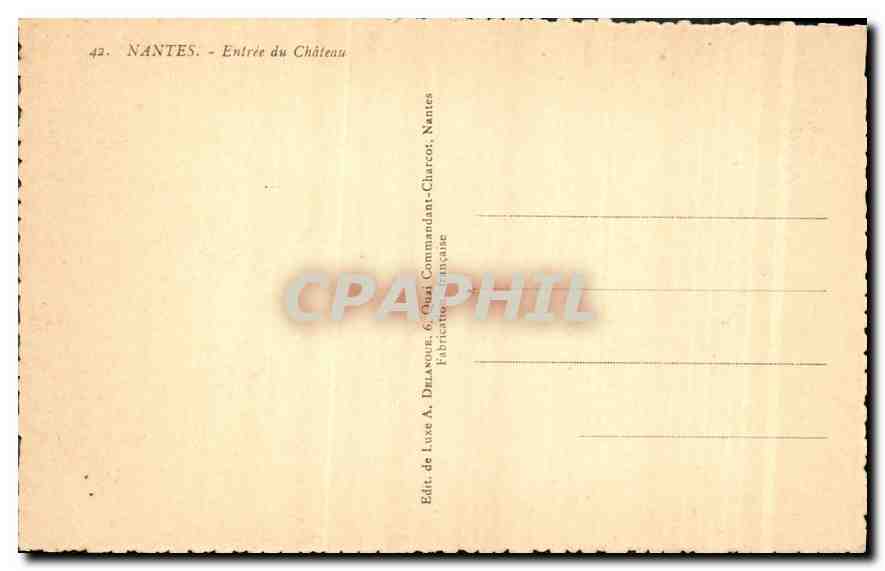 CPA Nantes Entree du Chateau — Rückseite
