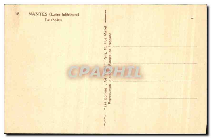 CPA Nantes (Loire Inferieure) Le theatre — Rückseite