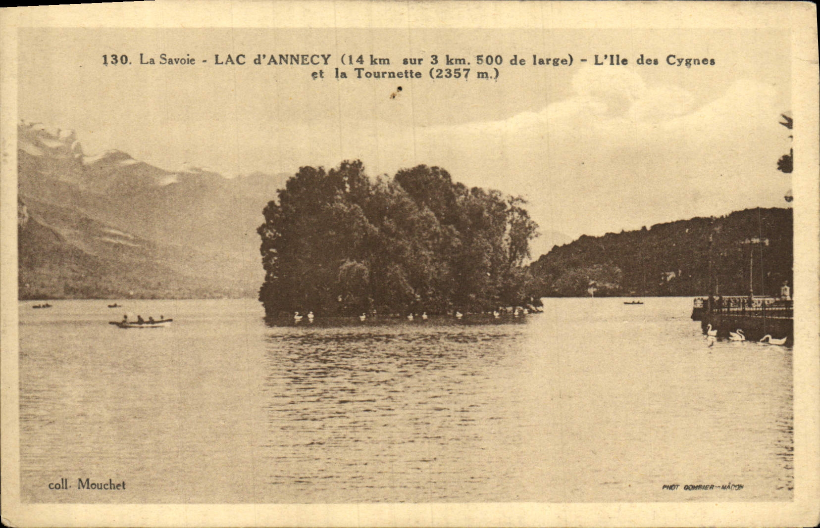 Lac d'Annecy — L'Île des Cygnes et la Tournette — Phot. Domnier-Matton
