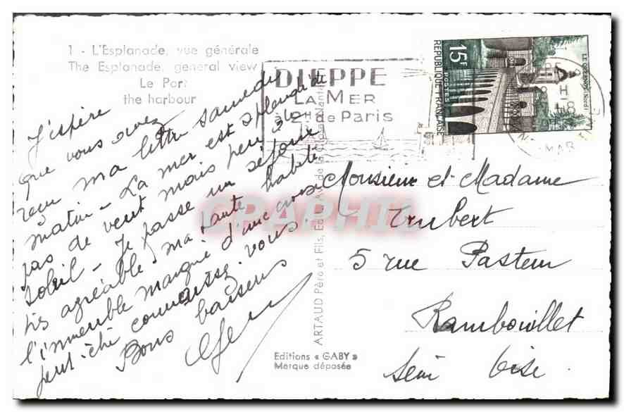 CPA Dieppe Vues Panoramiques L'Esplanade Vue generale Le Port Bateau Tennis — Rückseite