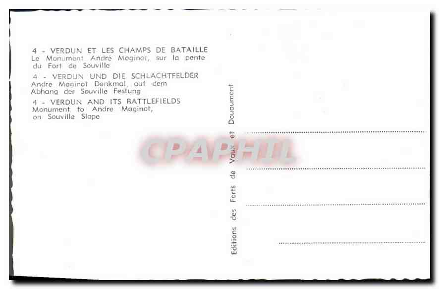 CPA Verdun et les Champs de Bataille Le Monument Andre Maginot sur la pente du Fort de Souville Mili — Rückseite