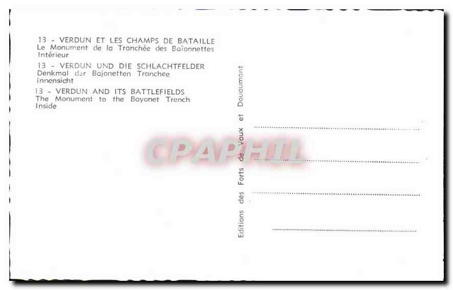 CPA Verdun et les Champs de Bataille Le Monument de la Tranchee des Baionnettes Interieur — Rückseite