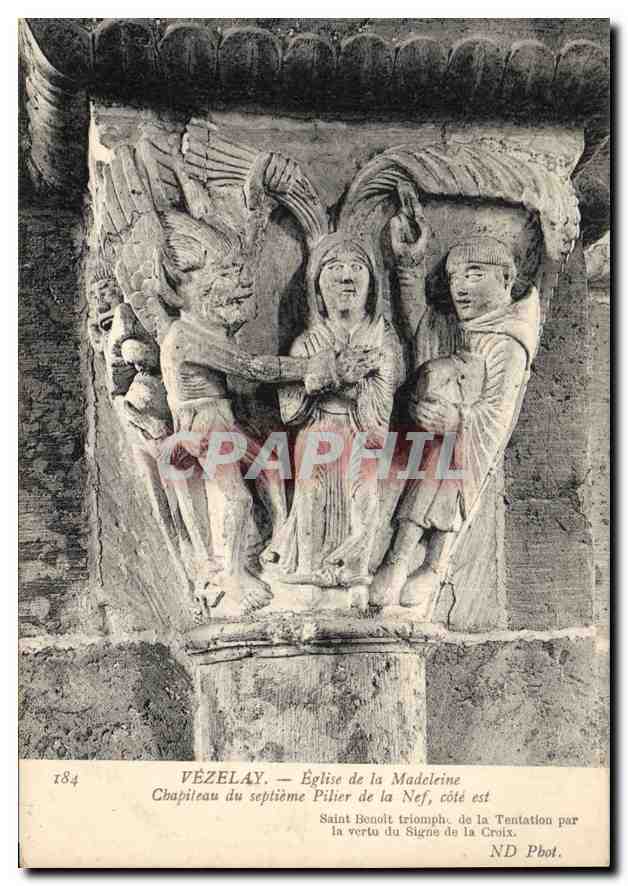 Vézelay — Église de la Madeleine, chapiteau du septième pilier de la nef, côté est — ND Pbot.