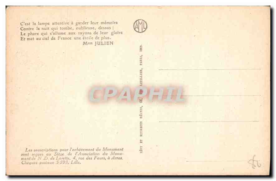 CPA Notre Dame de Lorette La Tour Cote Sud — Rückseite