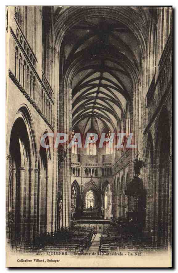 CPA Quimper Interieur de la Cathedrale La Naf