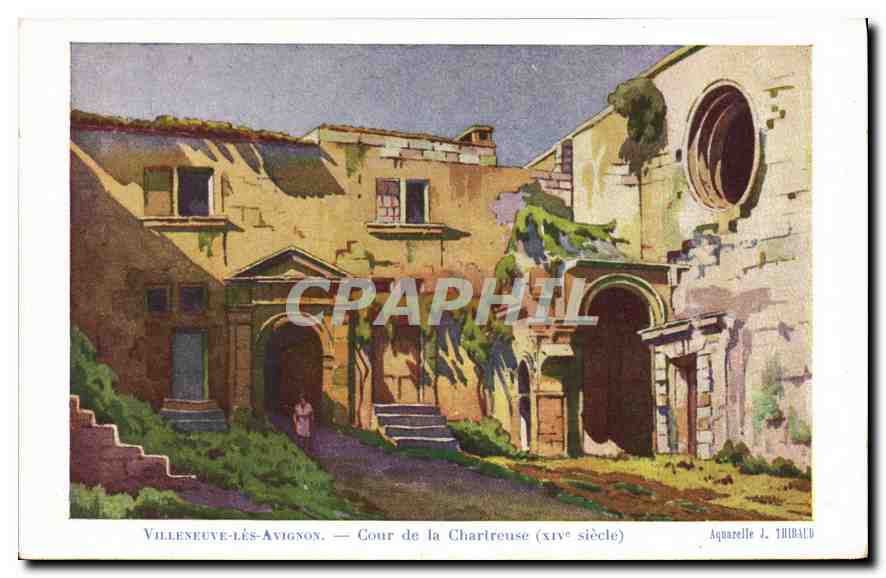 CPA Villeneuve les Avignon Cour de la Charireuse XIV siecle 