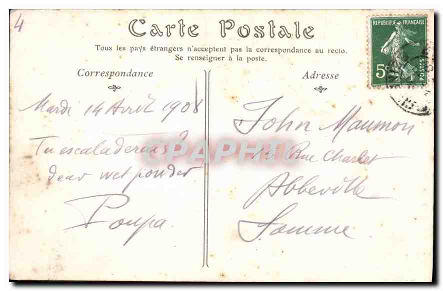 CPA Etretat L'Aiguille et la Porte d'aval  — Rückseite