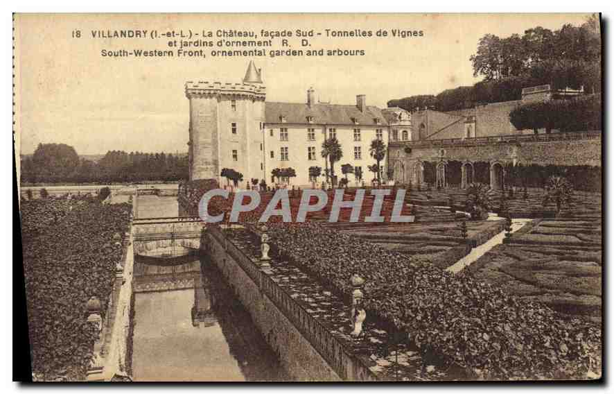 CPA Villandry I et L la chateau facade sud tonnelles de Vignes et jardins d'ornement 
