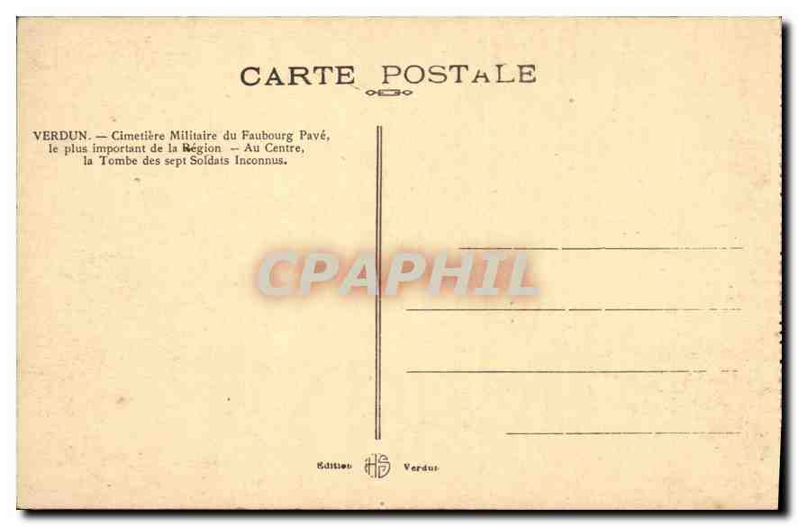 CPA Verdun Cimetiere Militaire du Faubourg Pave le plus important de la Region  — Rückseite