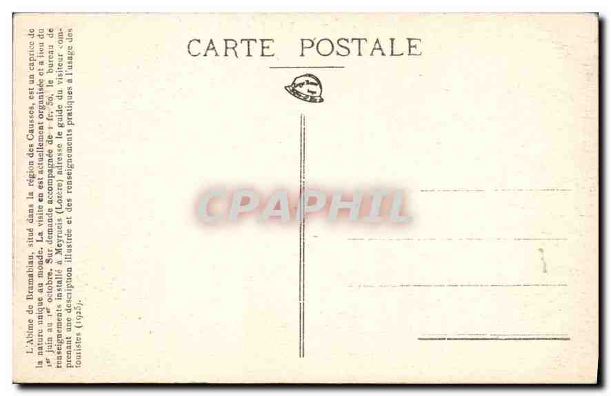 CPA Bramabiau Entree de la Riviere  — Rückseite