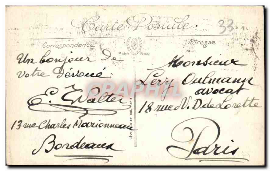 CPA Bordeaux Square Gambetta  — Verso
