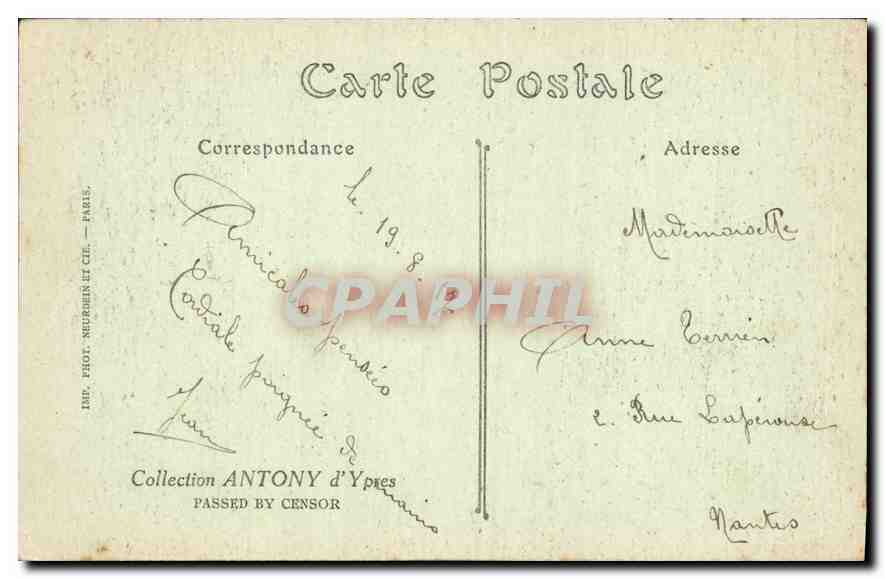 CPA Halles d'Ypres La Salle Delbeke avant et apres le Bombardement  — Rückseite