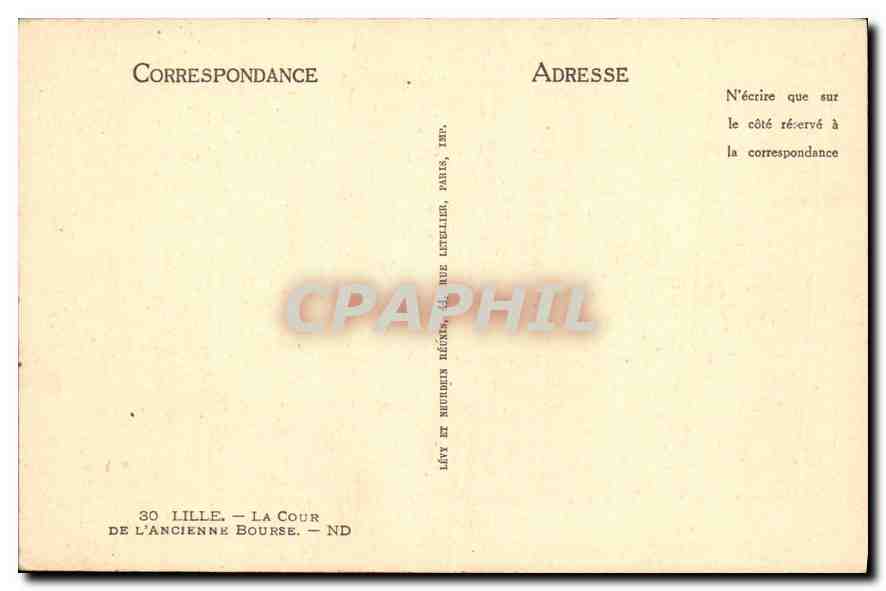 CPA Lille La cour de l'Ancienne Bourse  — Rückseite