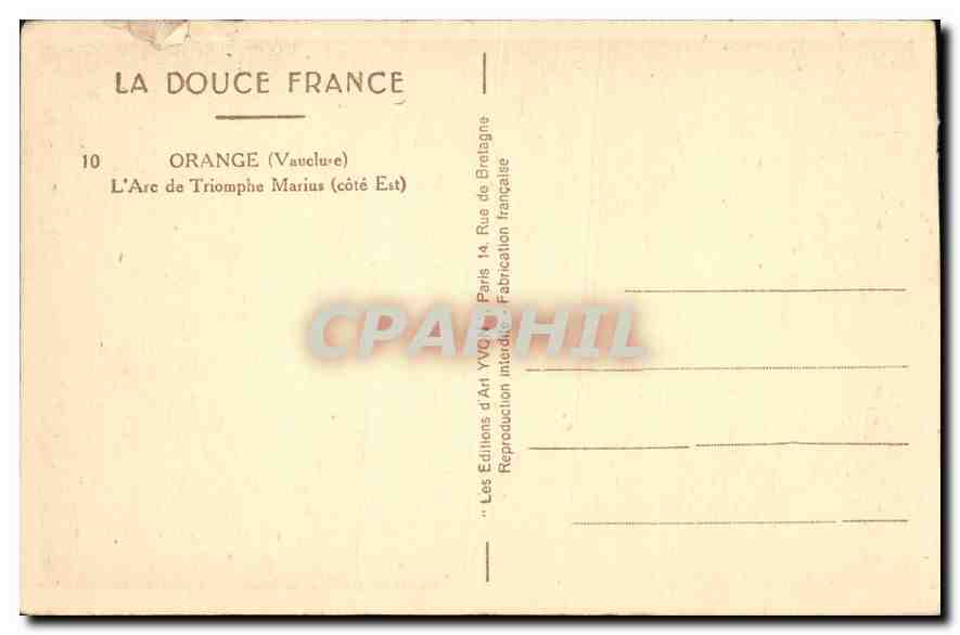 CPA Orange Vaucluse L'Arc de Triomphe Marius Cote Est  — Rückseite