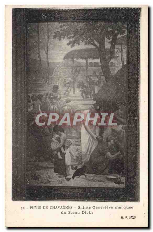 CPA Puvis de Chavannes Sainte Genevieve marquee du Sceau Divin 