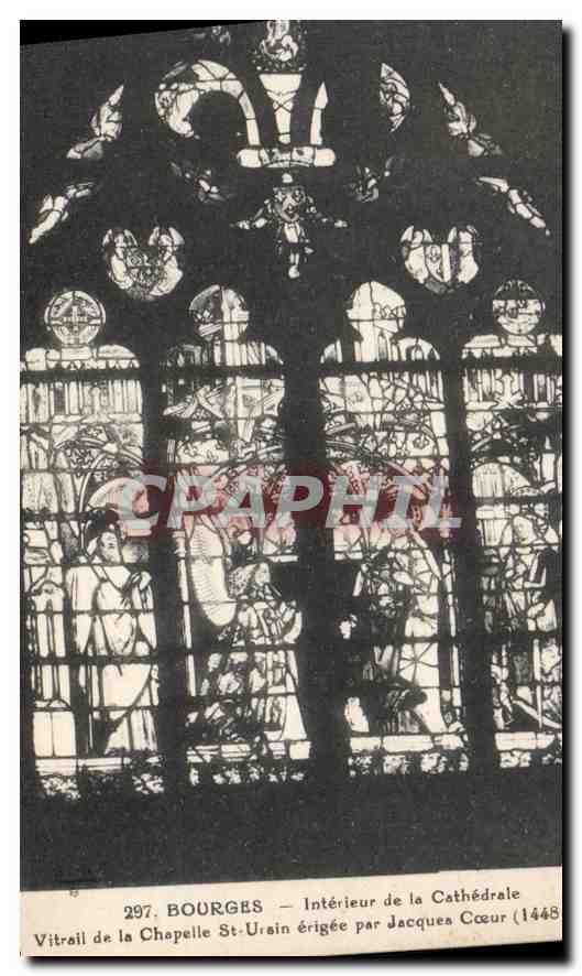 CPA Bourges Interieur de la Cathedrale Vitrail de la Chapelle St Ursin erigee par Jacques Coeur 