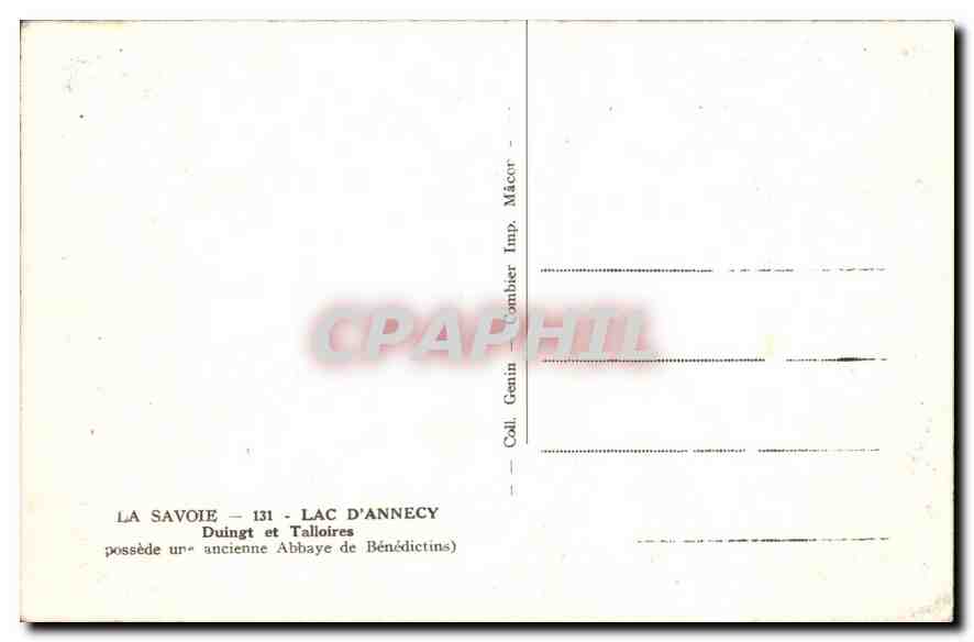 CPA la Savoie lac d'Annecy Duingt et Talloires  — Rückseite