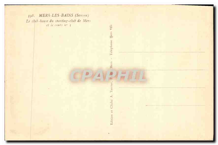 CPA Mers les bains le club house du sporting club de mers et le cours  — Rückseite