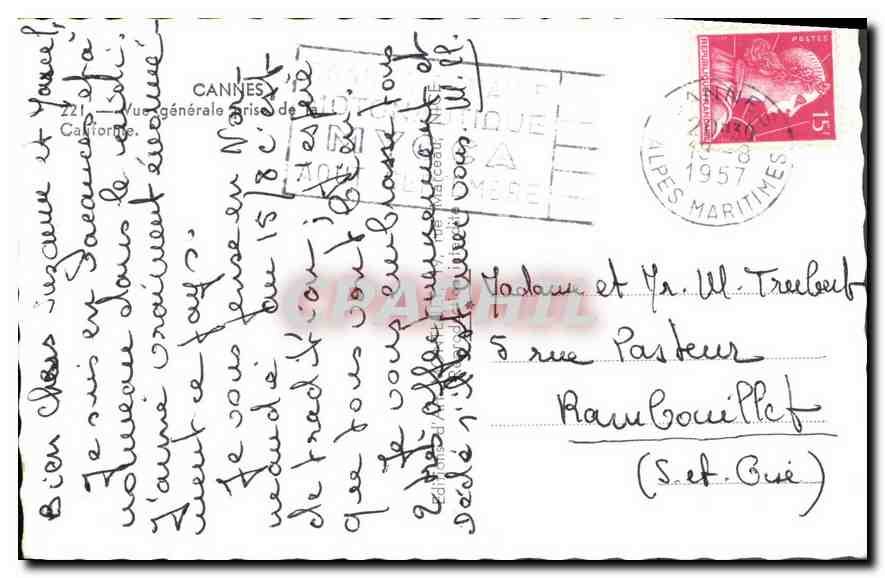 CPA Cannes vue generale pris de la Californie  — Rückseite