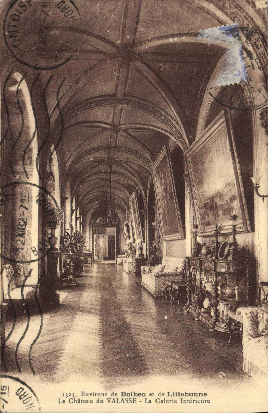 CPA Environs de Bolbec et de Lillebonne le chateau du Valasse la galerie Interieure 