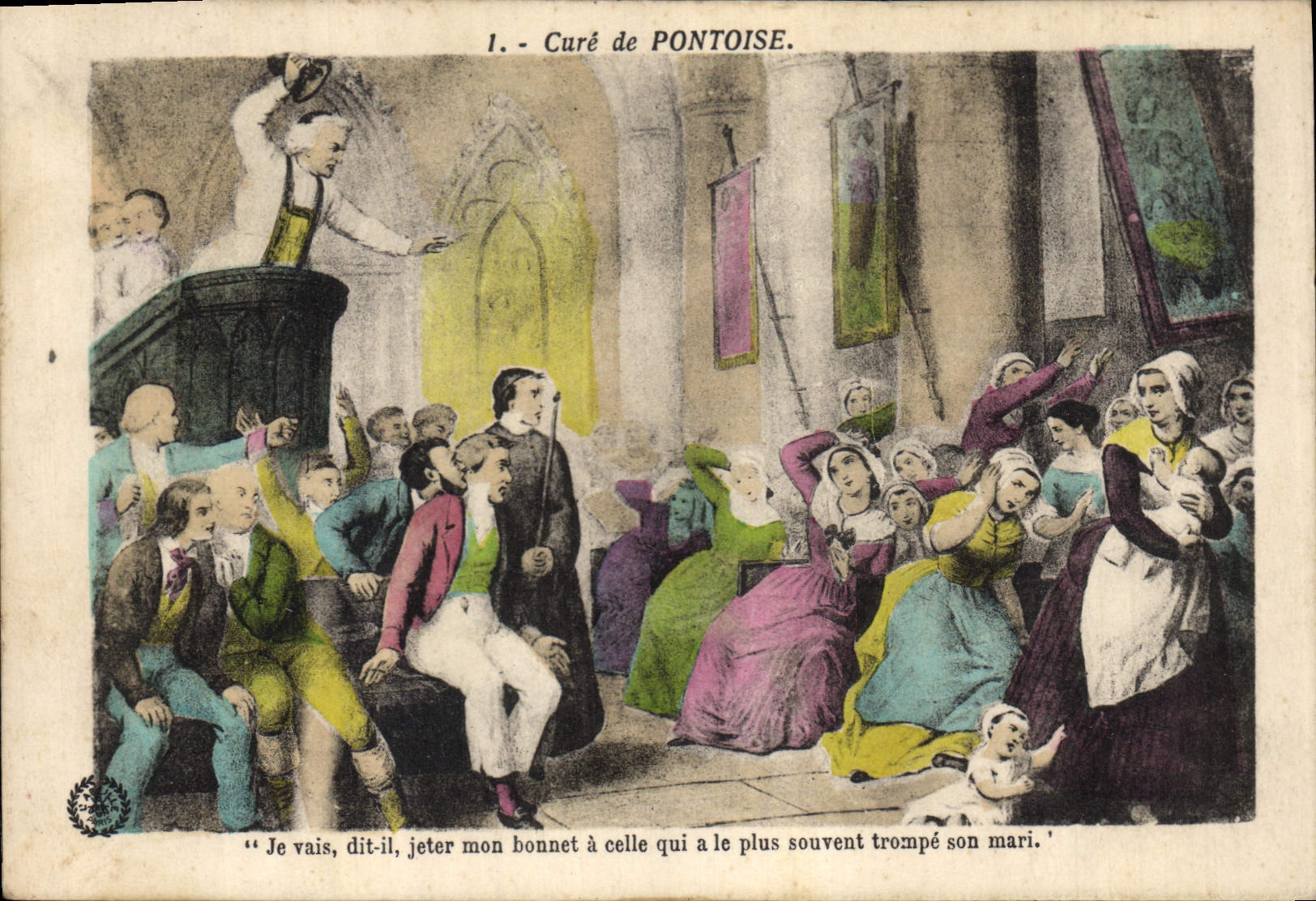 CPA Cure de Pontoise je vais dit il mon bonner a celle qui a le plus souvent trompe son mari 