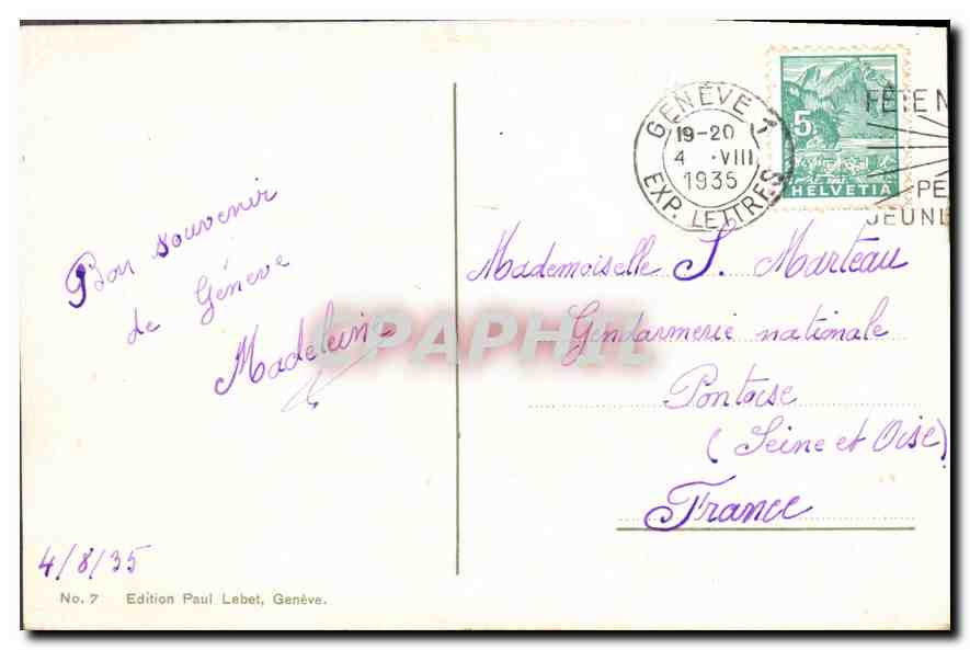 CPA Geneve pont des Bergues et ile J J Rousseau  — Rückseite