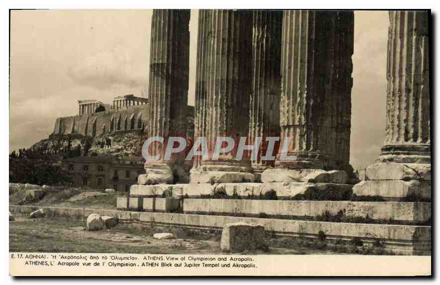 CPA Athenes l'Acropole vue de l'Olypieion 