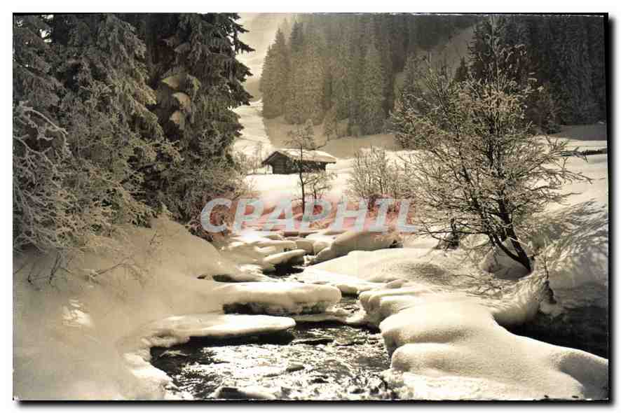 CPA Verschneiter Bergbach le petit ruisseau enneige 