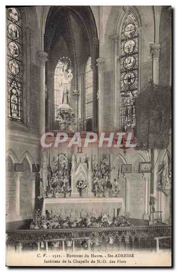 CPA Environs du Havre Ste Adresse interieur de la Chapelle de N D des Flots 