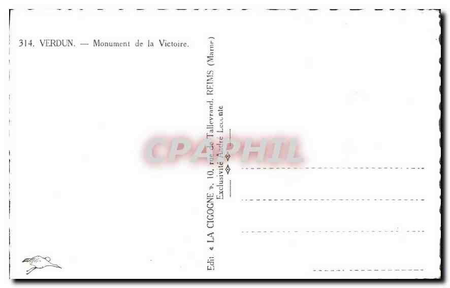 CPA Verdun Monument de la Victoire  — Rückseite