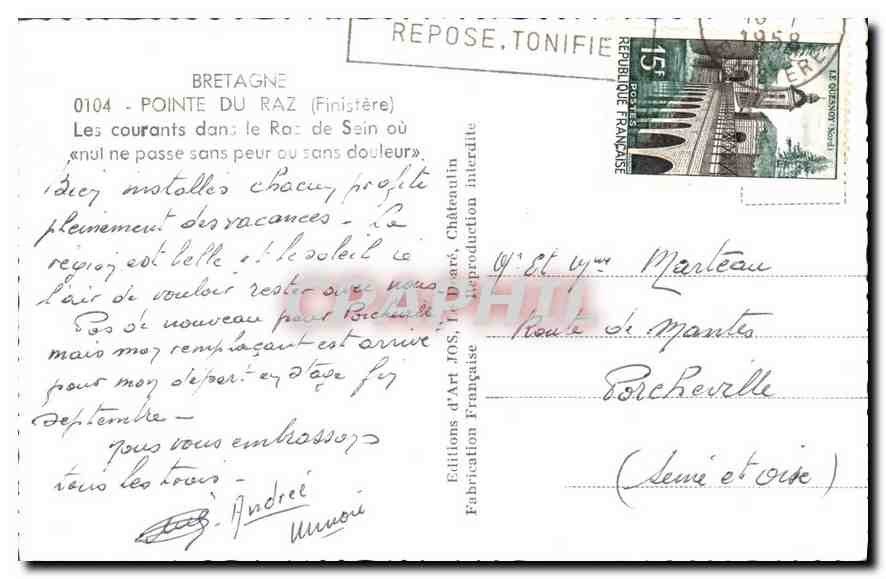 CPA Bretagne Pointe du Raz Finistere Les courants dans le Raz de Sein ou  — Rückseite