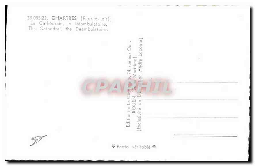 CPA Chartres La Cathedrale le Deambulatoire  — Verso
