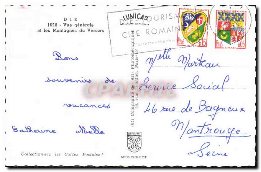 CPM Die Vue generale et les Montagnes du Vercors  — Back