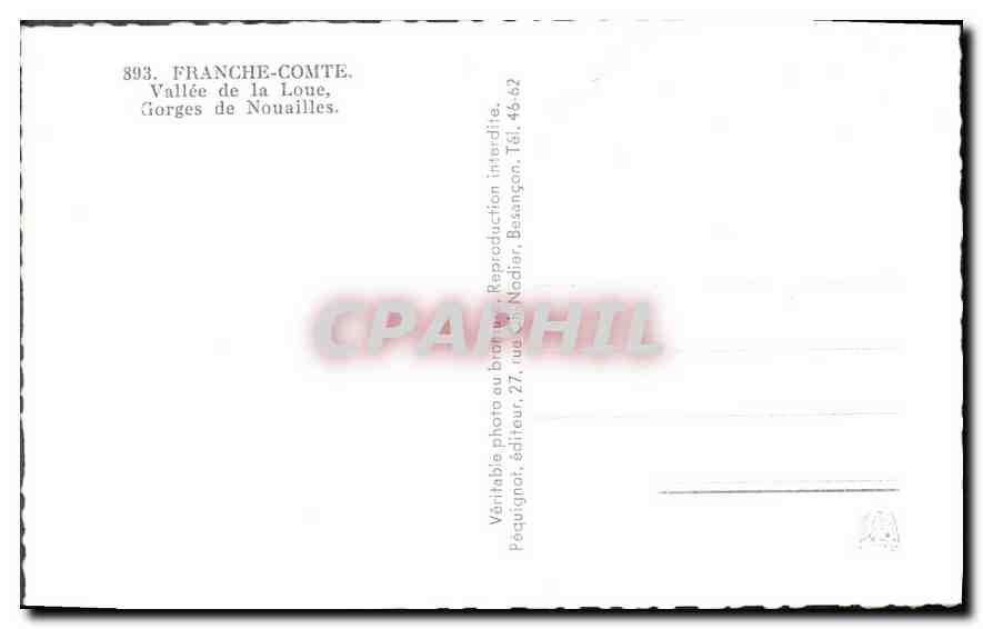 CPM Franche Compe Vallee de la Loue Gorges de Nouailles  — Rückseite