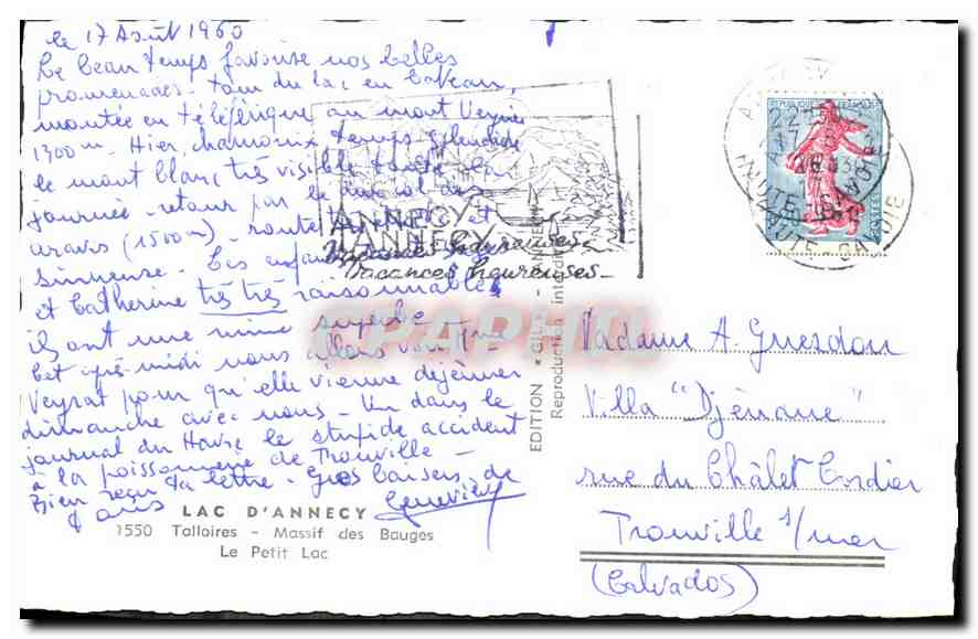 Lac d'Annecy — Massif des Bauges — Édition Craphil — Verso