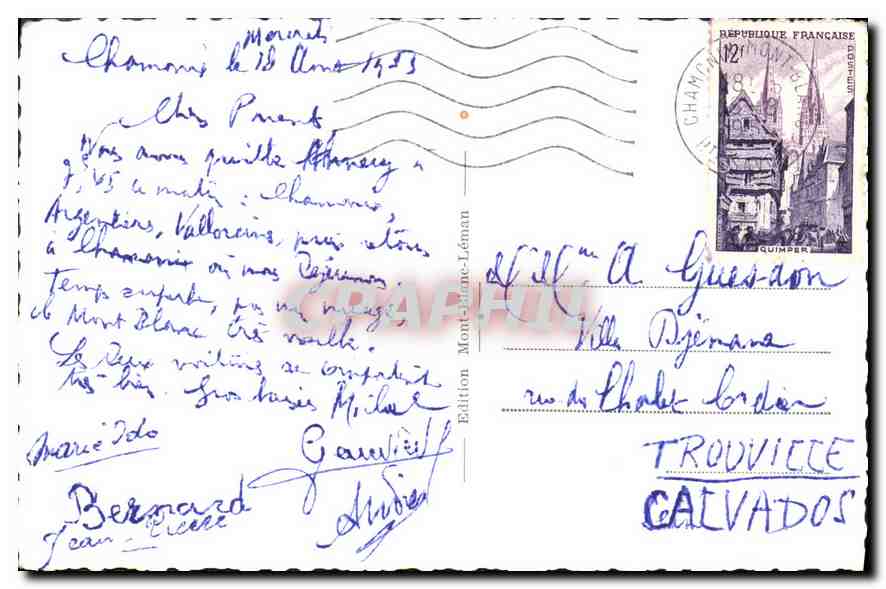 CPA Chamonix et le Mont Blane Leman  — Verso