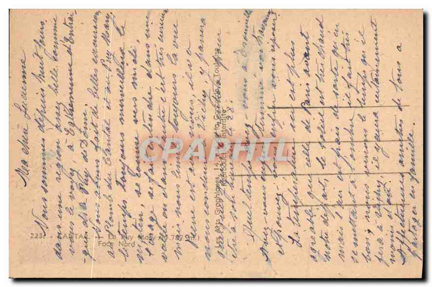 CPA Cantal Le Puy Mary Face Nord  — Rückseite