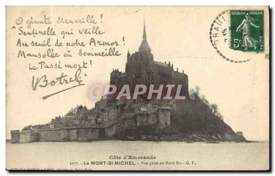 Le Mont-Saint-Michel — Vue prise au Nord-Est — G. F. — Collection Garnier & Gobrin, éditeur Saint-Malo