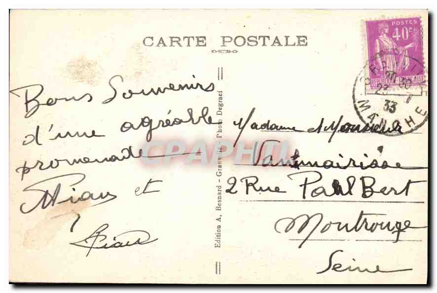 CPA Granville Le Normandy Hotel et le Casino  — Rückseite