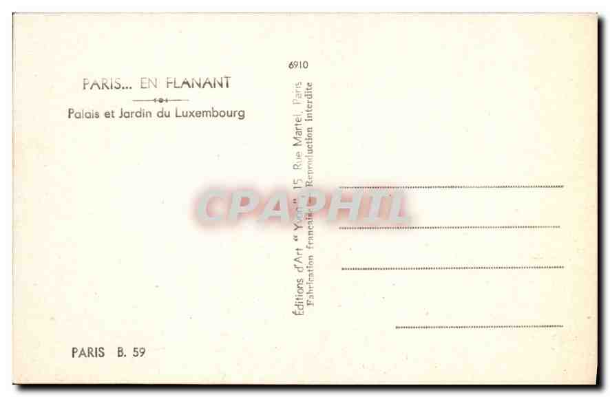 CPA Paris En Flanant Palais et Jardin du Luxembourg  — Rückseite