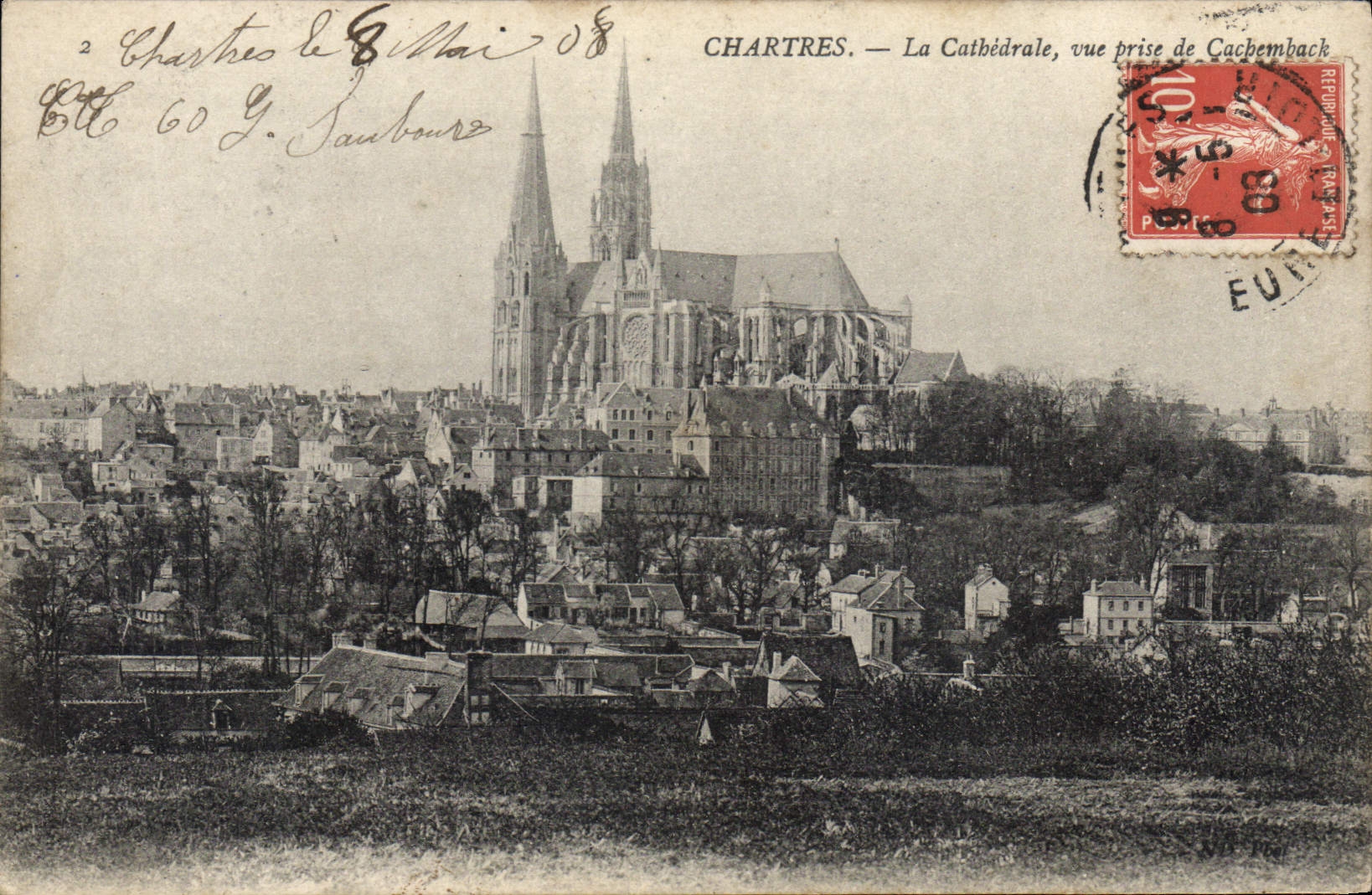 CPA Chartres La Cathedrale vue prise de Cachemback 