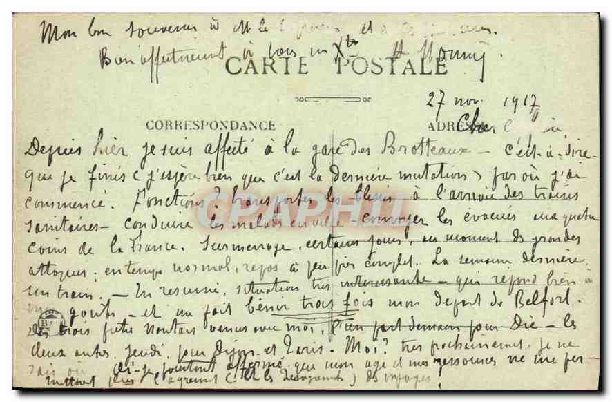 LYON — Nouvelle Gare de Genève et des Brotteaux — C.B. — n° 1624 — Reverso