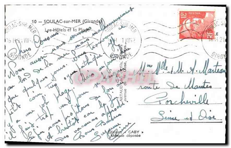Soulac-sur-Mer — Les Hôtels et la Plage — Éditions GABY — Achterkant