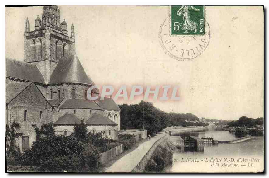 CPA Laval L'Eglise d'Asvnieres et la moyenne 