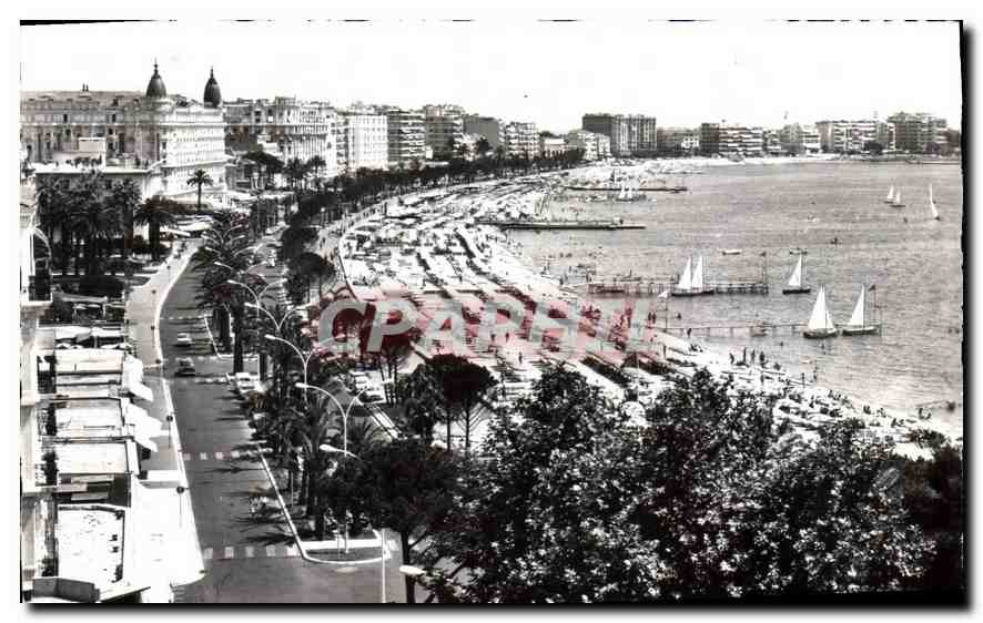 CPM La Cote d'Azur cannes Alpes Maritimes la plage et la Croisette vues de l'hotel Majestic 