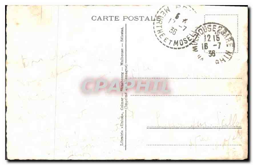 CPA Mulhouse hotel de ville  — Rückseite