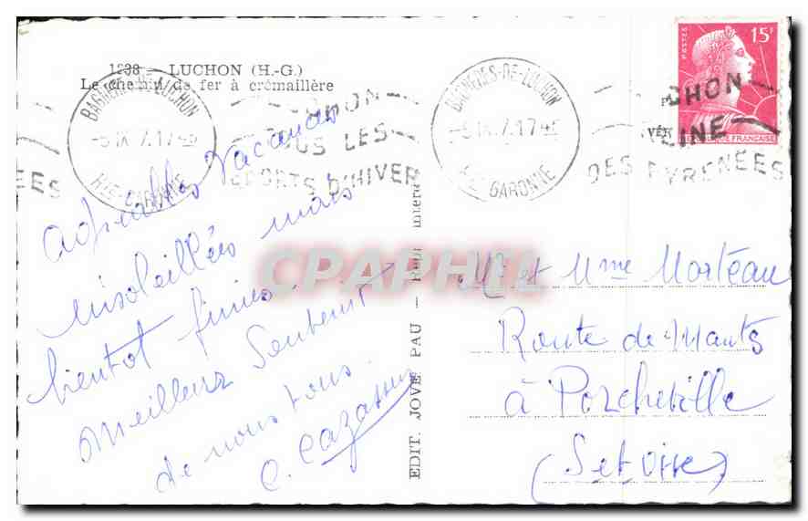CPA Luchon le chemin de fer a cremaillere  — Rückseite
