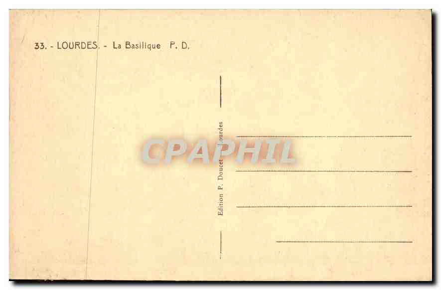 CPA Lourdes la Basilique  — Verso