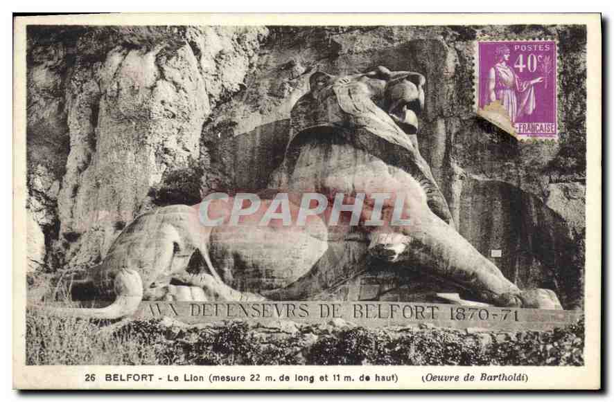 CPA Belfort le Lion Oeuvre de bartholdi 