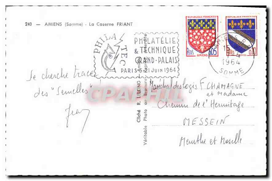 CPM Amiens Somme la Caserne Friant Militaria — Back